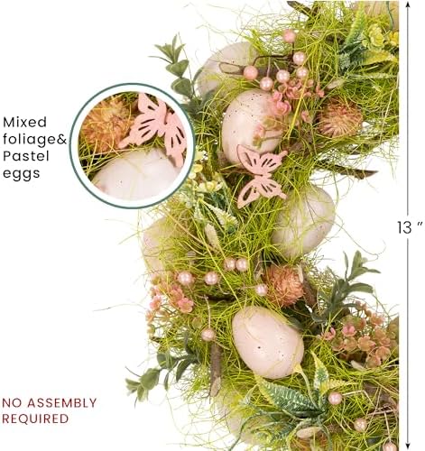 Easter Eggs with Butterflies Small Artificial Spring Wreath - 13" - Image 7