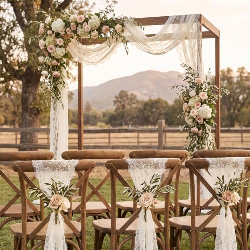 12 Pack Beige Lace Table Runners Beige Rustic Lace Fabric Table Runners - Image 5