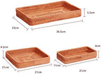 i-lan Rattan Serving Tray Set of 3, Rectangular Wicker Trays, Natural Brown - Image 2