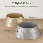 ELYKEN Gold Christmas Tree Collar, 28 Inch Woven Xmas Tree Skirt for 7.5 ft Trees, Stylish Rustic Basket for Tree Base Cover with Cord Cut-Out for Pencil Trees, Easy Assembly - Image 6