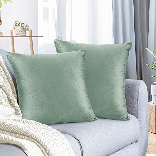 Nestl Throw Euro Pillow Covers, Cozy Velvet Decorative Pillow Covers 26 x 26 Inches, Soft Solid Couch Pillow Case for Sofa, Bed and Car, Set of 2 - Mint - Image 4