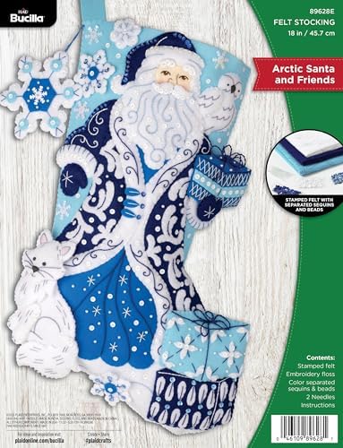 Bucilla Felt Applique 18" Stocking Making Kit, Arctic Santa & Friends, Perfect for DIY Arts and Crafts, 89628E by Bucilla