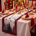 Remagr 6 Pack Christmas Table Runners, 13 x 72 Inch, Red Black Plaid Border - Image 2