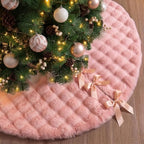 JOVIPOP Christmas Tree Skirt, 48-Inch Baby Pink Faux Fur Decor - Image 4