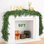 9FT Christmas Norfolk Pine Garland, Artificial Pine Needles Winter Garlands Faux Greenery Fake Garland for Holiday Fireplace,Table, Window, Stairs, Mante, Indoor Outdoor Decor (1 Pack, 9 FT) by Unknown