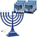 Zion Judaica 6 Pack Electric Hanukkah Menorah LED USB Powered Menorah Electronic Hanukkiah Battery Minorah Flamless Chanukah Candles (Blue, 6) by ZionJudaicaLtd