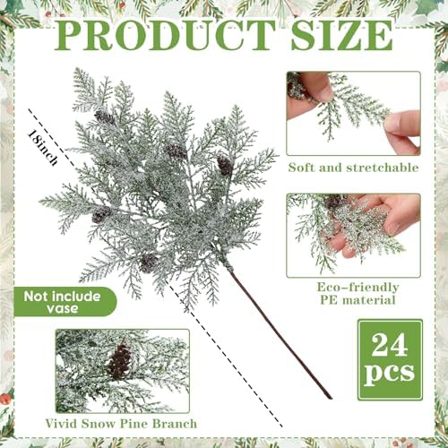 Giegxin 18 Inch Christmas Snow Frosted Pine Branches - Image 2