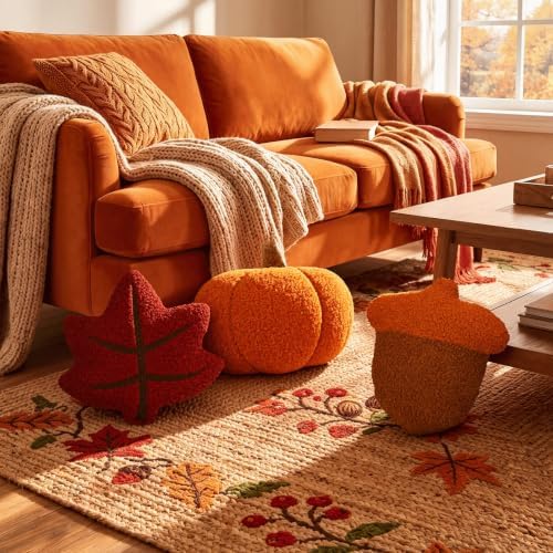 Amyhill 3 Pcs Fall Throw Pillows Maple Leaf Pumpkin Acorn Plush Stuffed 12" - Image 4