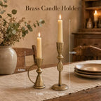 Brass Candle Holder, Candlestick Holders Vintage Hammered Metal Taper Candle Holders Set of 2 Decorative Table Centerpiece for Dining Fireplace Home Decor - Image 2