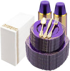 Bestluck 700PCS Clear Purple Plastic Plates for 100 Guests by Bestluck