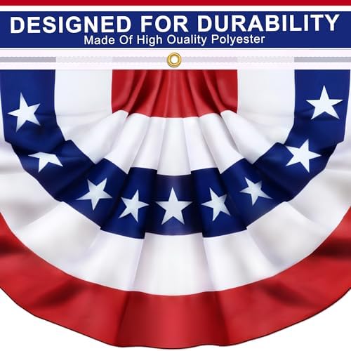 6 Pack 3x6 Ft USA Patriotic Pleated Fan Flag, American Bunting Half Fan Banner for Outdoor Decor, Red White and Blue Decorations for 4th of July, Memorial Day, Independence Day - Image 3