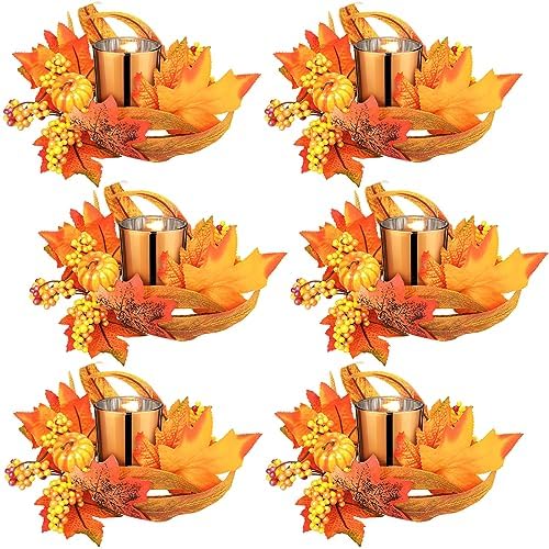 Umigy 6 Set Fall Candle Holders Glass Votive, Pumpkin, Orange by Umigy