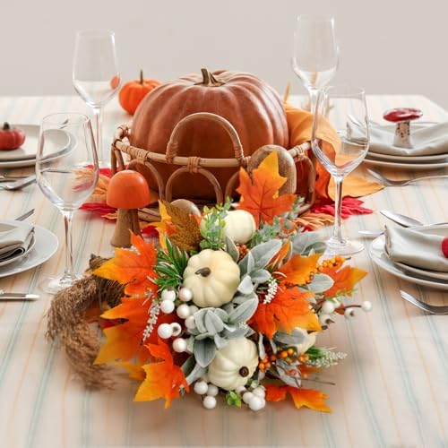 Knitgrip Thanksgiving Fall Table Harvest Cornucopia Centerpiece, Green - Image 4