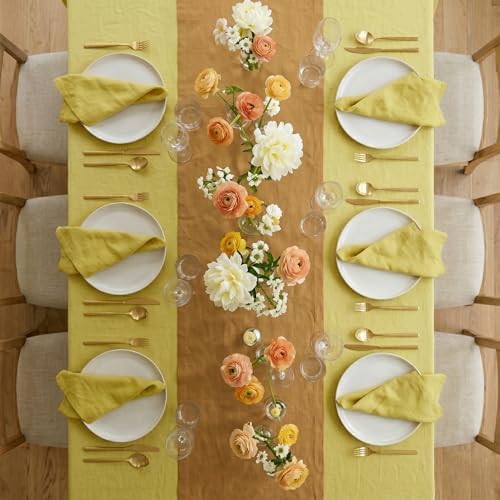 Solino Home 100% Pure Linen Table Runner Caramel, Fete 14 x 90 in - Image 3