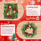 Christmas Wreaths for Front Door Decor Flower, 20" Xmas Berries - Image 6