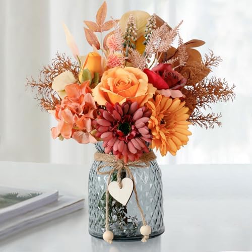 Leftover Fake Fall Flowers in Vase,Fall Silk Flower Arrangements,Fall Centerpieces for Tables,Faux Flowers for Vase,Artificial Flowers for Autumn Decor,Home Decor Living Room by LEFTOVER