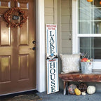 Welcome To The Lake House Porch Sign 8x48inch Farmhouse Lake Porch Leaner Decorations, Rustic Ship Welcome Decoration for Front Door Yard Deck Patio Vertical - Image 2