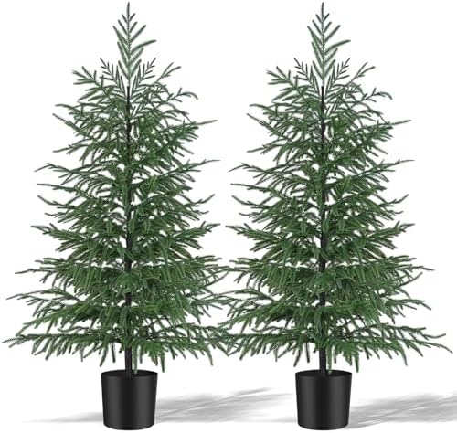 Grooy 2 Pack 4FT Artificial Norfolk Pine Tree by FEELTHENEWWORLD