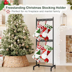 ELYKEN Vertical Christmas Stocking Holder Stand for Floor, 2 Tier Free Standing Stocking Rack with 8 Removable Hooks, Space Saving Metal Christmas Stocking Stand with Adjustable Feet, Black - Image 6