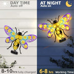2 Pack Metal Bee Outdoor Wall Decor with 30 Led Solar Lights Decorative - Image 2