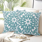 Alysheer Embroidered Decorative Throw Pillow Cover 18"x 18" Set of 2, Aqua - Image 4