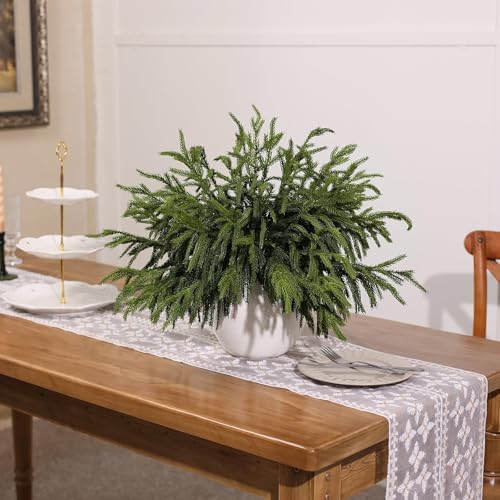 40Pcs 18"Lifelike Touch Artificial Christmas Norfolk Pine Branches for Vase - Image 4