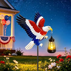 4th of July Decorations Solar Lights Outdoor, Patriotic American Eagle Hanging Lantern Waterproof, Metal Garden Decor for Independence Day Veterans Day Holiday Party Decoration Yard Patio Decor by ANGMLN