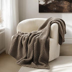 EVERGRACEHOME Chunky Chenille Knit Throw Blanket, 60 x 80, Mocha Brown by EVERGRACE