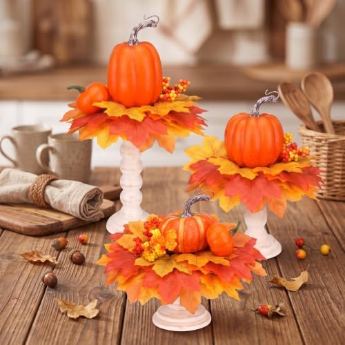 Pinkunn 3 Sets Fall Centerpieces for Tables Decorations Autumn Table Decor - Image 6