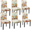 Fall Chair Covers Set of 6 Pumpkin Maple Leaves Stretch Parsons Slipcovers by Unknown