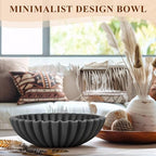 YMXYJM Large Decorative Bowl, Modern Handicraft Bowls for Home Decor, Decorative Fruit Bowl for Kitchen, Ruffle Bowl Decor, Stylish Key bowl for Entry Table, Artificial Stone Black - Image 3