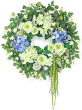 26" Fake Eucalyptus Hydrangea Flower Wreath for Front Door(White&Purple) by GLIDLION