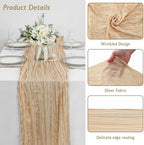 8 Pack Sand Cheesecloth Table Runner 120 Inch Boho Wedding Decor - Image 3
