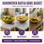 Handwoven African Basket Bowl for Fruits Wall Decor 12in diameter - Image 7