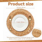 LemonRoad 13 Inch Boho Placemats Set of 12 Large Round Farmhouse Chargers Plate Mats Cattail Weave Woven Table Mats for Dining Plates Rustic Home Kitchen Wedding Party Table Decor, Natural Colors - Image 3