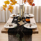 6Pcs Halloween Holiday Black Cheesecloth Table Runner 120 Inch for Decor by KEKETOARRANGE
