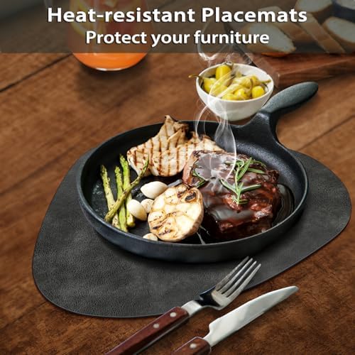 ADRIMER Placemats, Heat Resistant Round Placemats Set of 12 Washable 13 x 17 Inch, Waterproof Table Mats Wipeable for Kitchen, Dining Room Table Christmas Decor, Dark Grey - Image 2