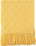 BATTILO HOME Yellow Throw Blanket with Fringe, Gold Bed Throws Spring Decorative Large Throw for Couch Sofa Indoor Outdoor (Yellow, 52"x80") by BATTILOHOME