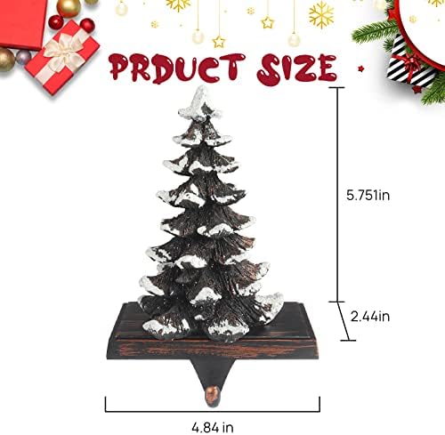 2025 New Christmas Stocking Holders for Mantle Set of 2 Snow Brown Vintage Xmas Tree with Non-Skid Stockings Holders for Fireplace Home Decor Holiday Gifts Christmas Decorations Indoor Supplies - Image 2