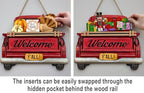 Interchangeable Welcome Sign for Front Door Red Farmhouse Truck Decor Hanging Sign with 11 Interchangeable Seasonal and Holiday Decor Signs 12x14 in. (Country Rustic) - Image 3