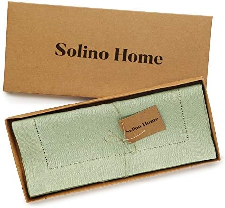Solino Home 100% Pure Linen Table Runner Sage Green Hemstitch, 14 x 60 in - Image 6