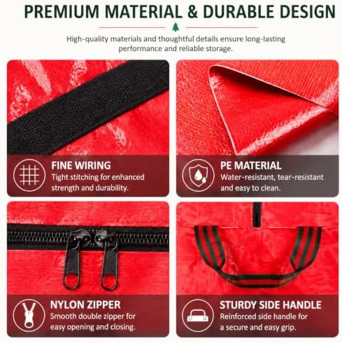 WFK 2 Pack 5FT Christmas Tree Storage Bag Waterproof Xmas Tree Bag Red - Image 4