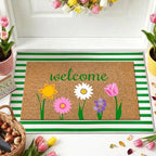 Moucuny 2 Pcs Spring Doormat Outdoor, Flower Theme, Non-Slip - Image 2