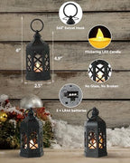 12-Pack Mini Lanterns with Flickering LED Candles for Ramadan, Moroccan Decorative Hanging Lanterns for Halloween, Christmas, Wedding, Black Lantern for Table Centerpiece, Home & Party Decor - Image 3