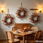 4 Pcs Mini Fall Candle Ring Wreaths Autumn Acorns Berries Mixed Oak Leaves Artificial Pillar Candle Holder Wreath for Farmhouse Thanksgiving Harvest Porch Front Door Cabinets Table Decoration - Image 6