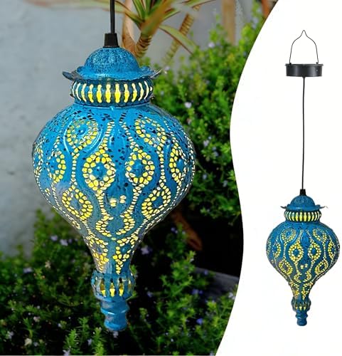 Moroccan Solar Lanterns Outdoor Waterproof Hanging Garden Decor by JOLUSIAGardenDecor