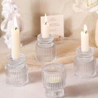 DARJEN 12 Pcs Glass Candlestick Holders- Clear Taper Candle Holders Tealight Votive Candle Holders for Table Centerpieces, Wedding, Dinner Party, Home Decor - Image 3