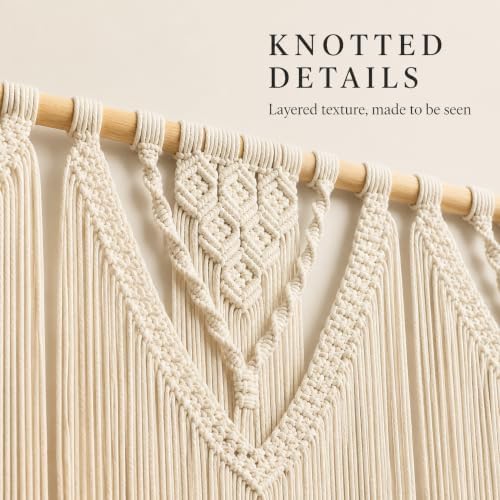 oiikain Extra Large Macrame Wall Hanging, 5-Piece Boho Decor, 73 x 32 Inch - Image 3