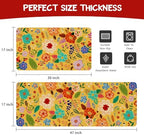 Boho Floral Kitchen Mat Set of 2,Modern Farmhouse Flowers Kitchen Rugs and Mats Non Skid Washable,Spring Summer Bohemian Kitchen Runner Rugs with Rubber Backing (Yellow 17"x47"+17"x30") - Image 3