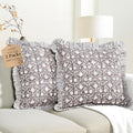 CPC Mocha Regal Hand Block Print 100% Cotton Ruffle Throw Pillow Cover 18x18 inch with Hidden Zipper Decorative for Couch, Bed, Sofa, Farmhouse, Cottagecore Decor Gift Christmas Fall Thanksgiving by COTTONPRINTCLUB